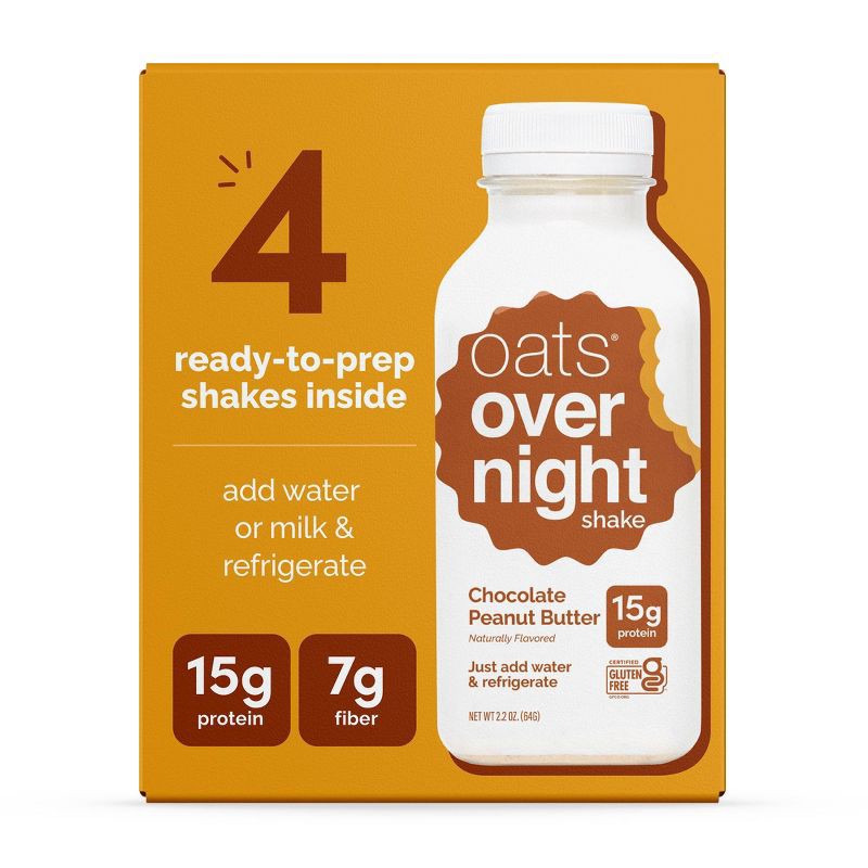 slide 3 of 7, Oats Overnight Chocolate Peanut Butter Breakfast Shake - 8.8oz/4ct, 8.8 oz, 4 ct