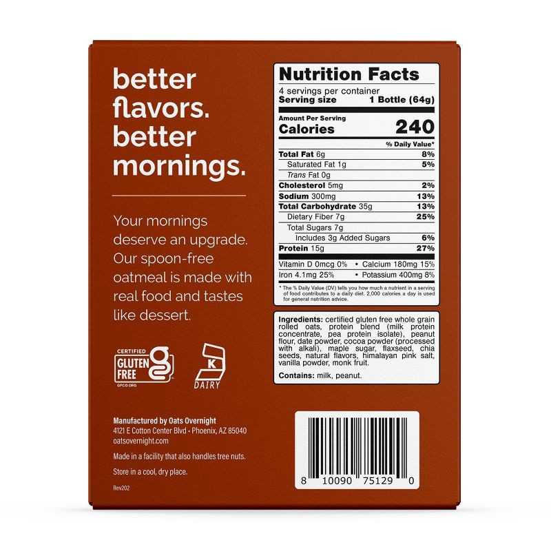 slide 4 of 7, Oats Overnight Chocolate Peanut Butter Breakfast Shake - 8.8oz/4ct, 8.8 oz, 4 ct