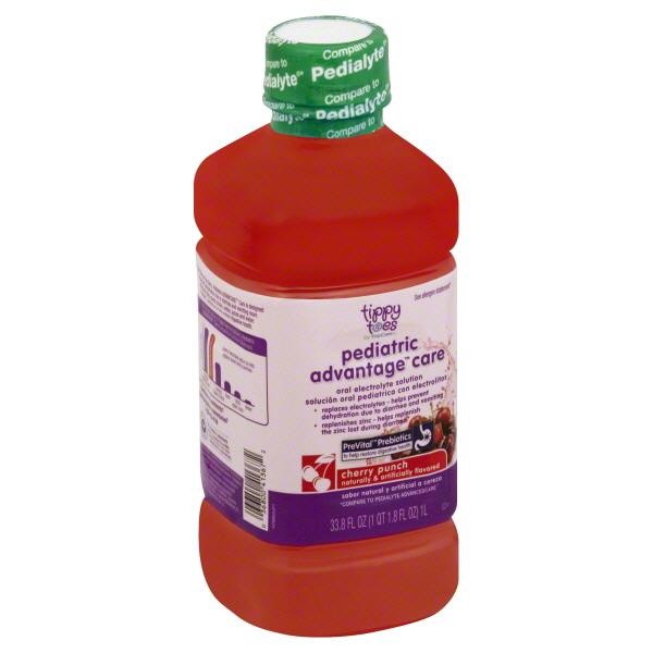 slide 1 of 1, Tippy Toes Pediatric Advantage Care Cherry Punch Oral Electrolyte Solution, 33.8 oz