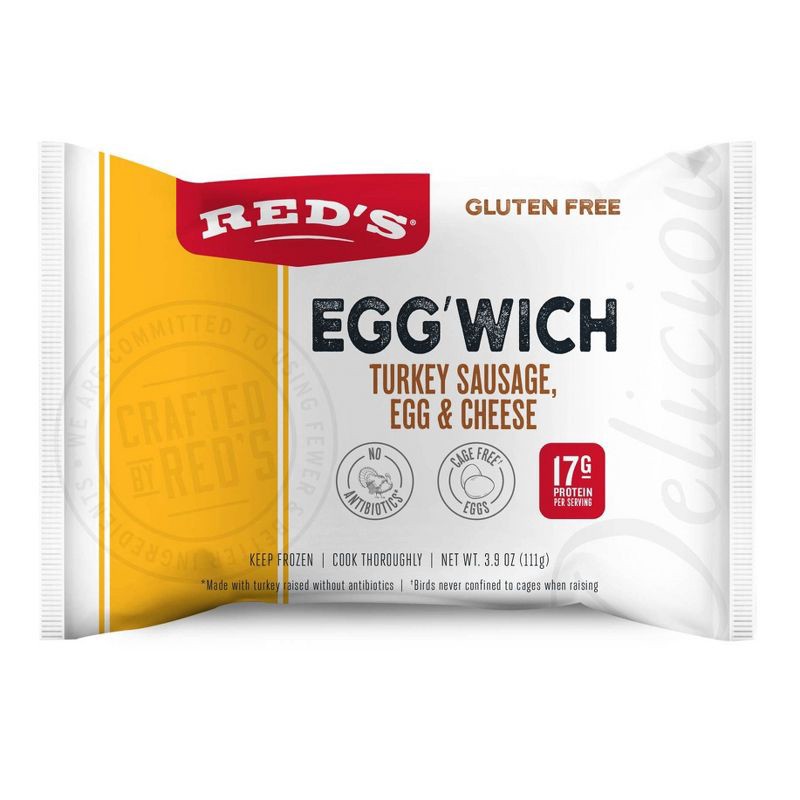 slide 2 of 9, Red's All Natural Frozen Gluten Free Turkey Sausage Egg'wich - 7.8oz/2ct, 7.8 oz, 2 ct