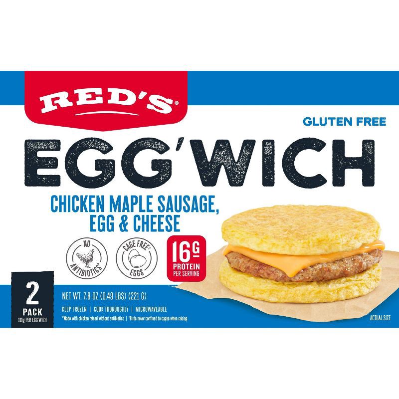 slide 1 of 8, Red's All Natural Frozen Maple Sausage Egg-wich - 7.8oz/2ct, 7.8 oz, 2 ct