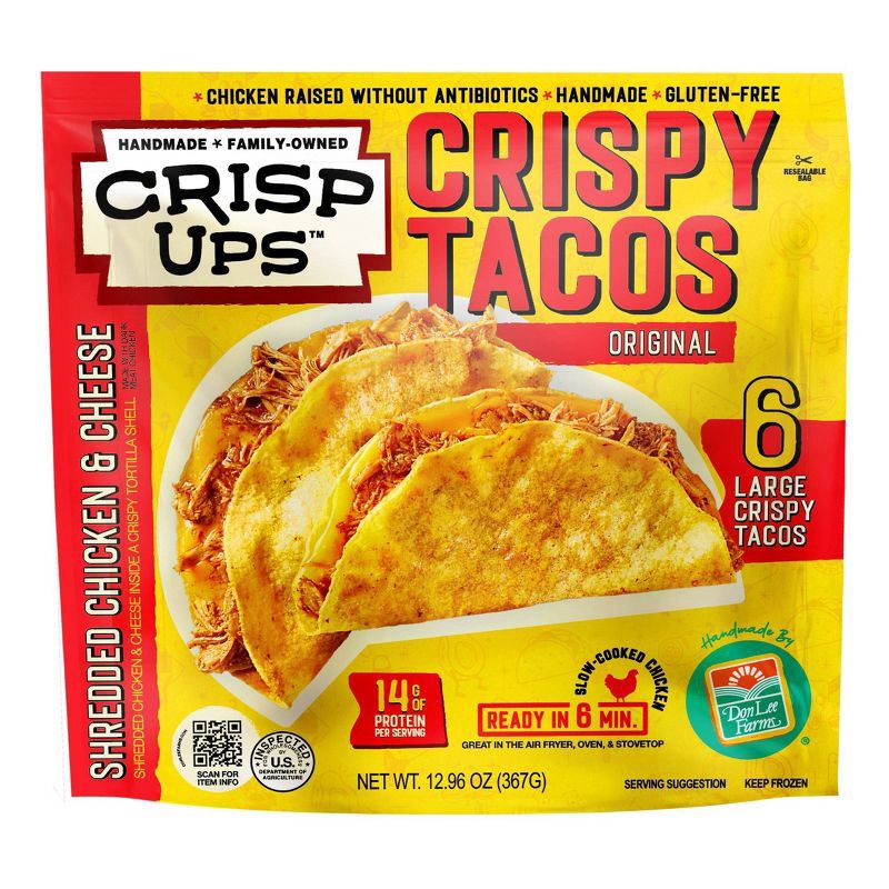 slide 1 of 3, Don Lee Farms Frozen Gluten Free CrispUps Chicken/Cheese Crispy Tacos - 12.96oz, 12.96 oz