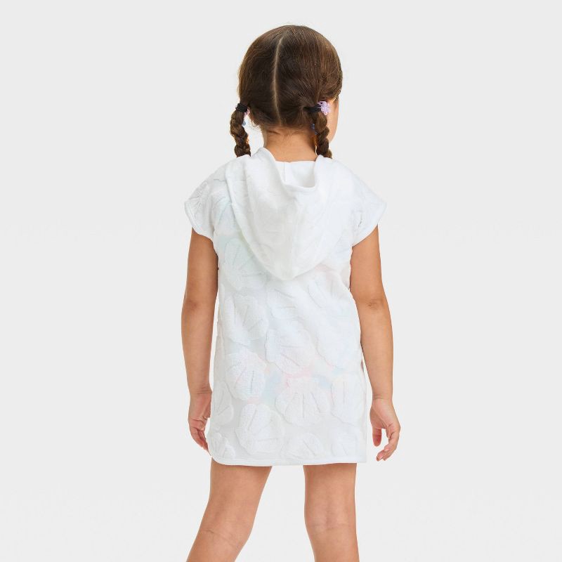 slide 2 of 3, Baby Girls' Towel Terry Seashell Embossed Cover Up Dress - Cat & Jack™ White 12M: Front Pocket, Knit Loop Terry, 1 ct