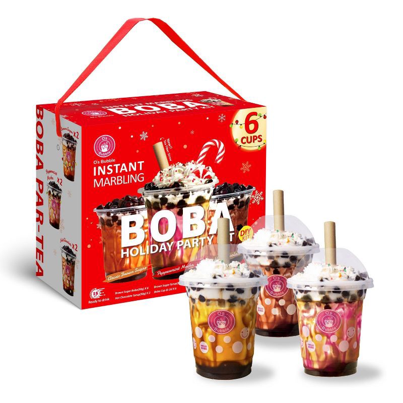 slide 3 of 5, O's Bubble Brown Sugar Peppermint and Hot Chocolate Flavored Holiday Party Boba Tea Kit - 12.9oz/6ct, 6 ct; 12.9 oz