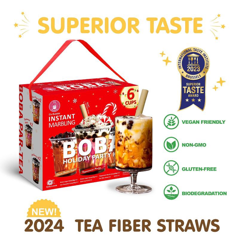 slide 4 of 5, O's Bubble Brown Sugar Peppermint and Hot Chocolate Flavored Holiday Party Boba Tea Kit - 12.9oz/6ct, 6 ct; 12.9 oz