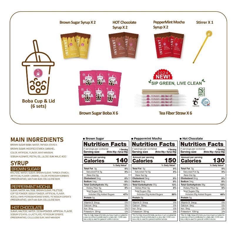 slide 2 of 5, O's Bubble Brown Sugar Peppermint and Hot Chocolate Flavored Holiday Party Boba Tea Kit - 12.9oz/6ct, 6 ct; 12.9 oz