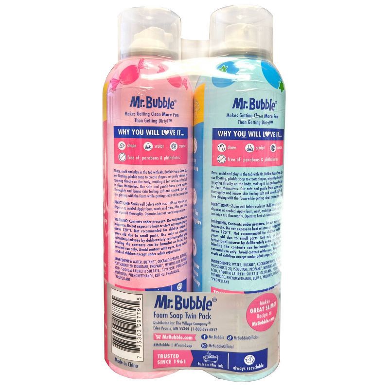 slide 2 of 9, Mr. Bubble 2pk Twin Foam Soap - Blueberry/Original Bubble - 16 fl oz, 2 ct, 16 fl oz
