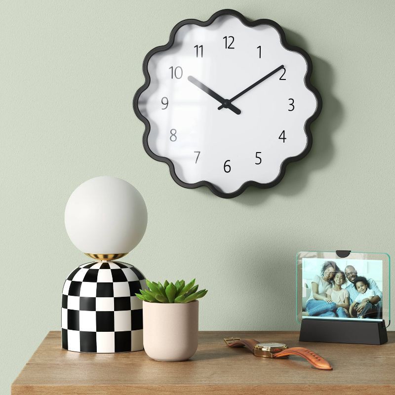 slide 2 of 3, 12" Wavy Wall Clock Black - Room Essentials™, 1 ct