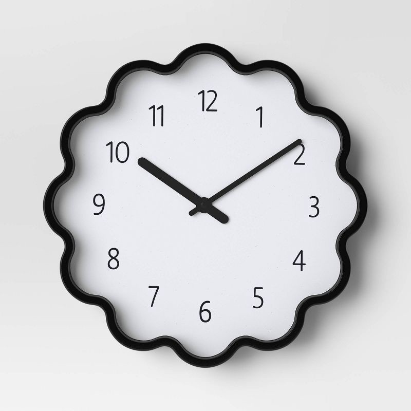slide 1 of 3, 12" Wavy Wall Clock Black - Room Essentials™, 1 ct