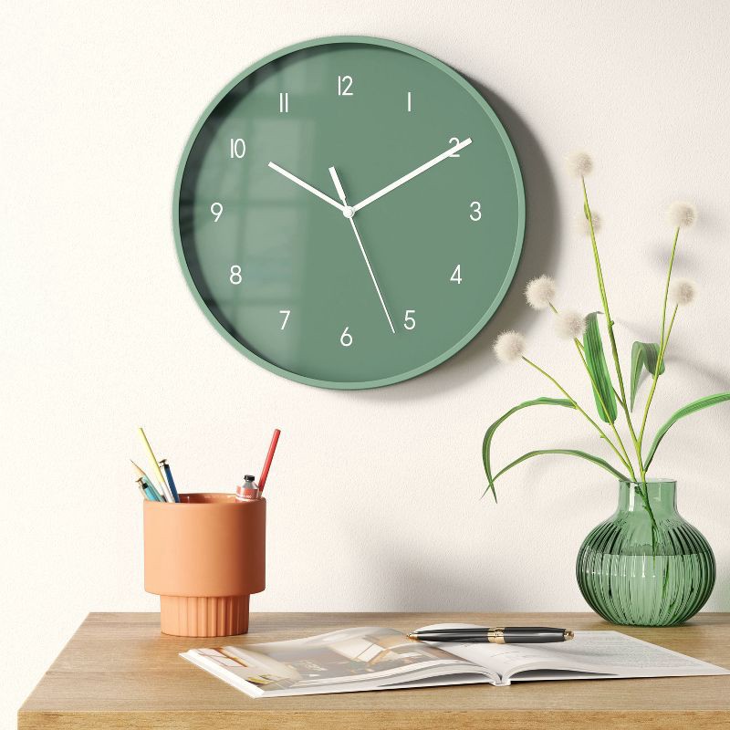 slide 2 of 3, 12" Wall Clock Green - Room Essentials™, 1 ct