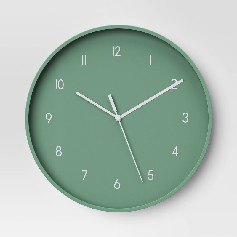 slide 1 of 3, 12" Wall Clock Green - Room Essentials™, 1 ct