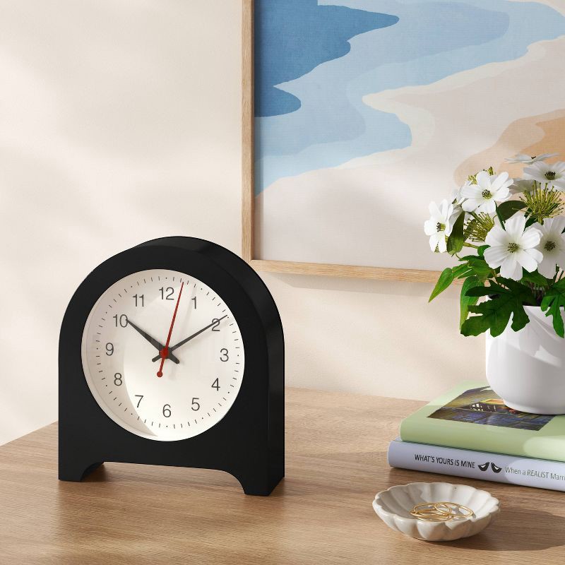 slide 2 of 3, 6" Arch Table Clock Black - Room Essentials™, 1 ct