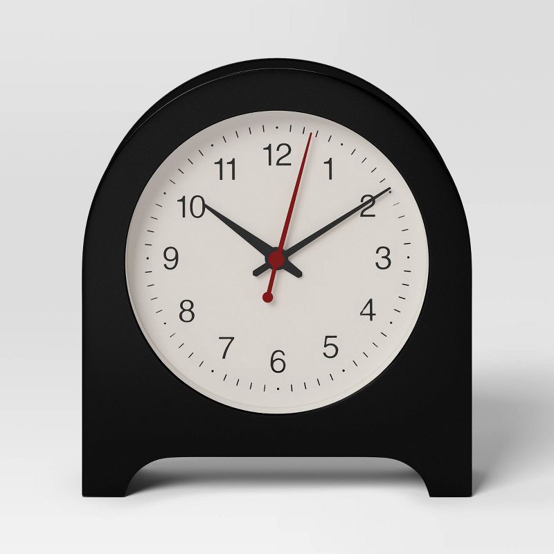 slide 3 of 3, 6" Arch Table Clock Black - Room Essentials™, 1 ct