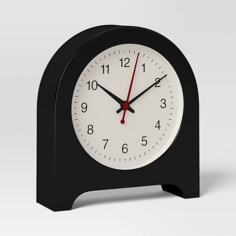 slide 1 of 3, 6" Arch Table Clock Black - Room Essentials™, 1 ct