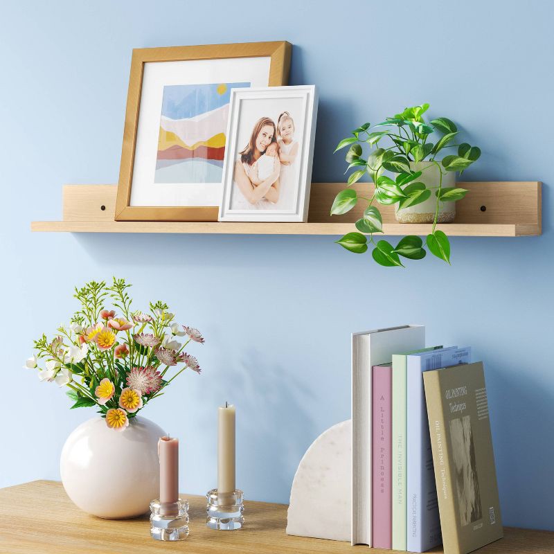 slide 2 of 3, 30" Wall Shelf Picture Ledge Tan - Room Essentials™, 1 ct