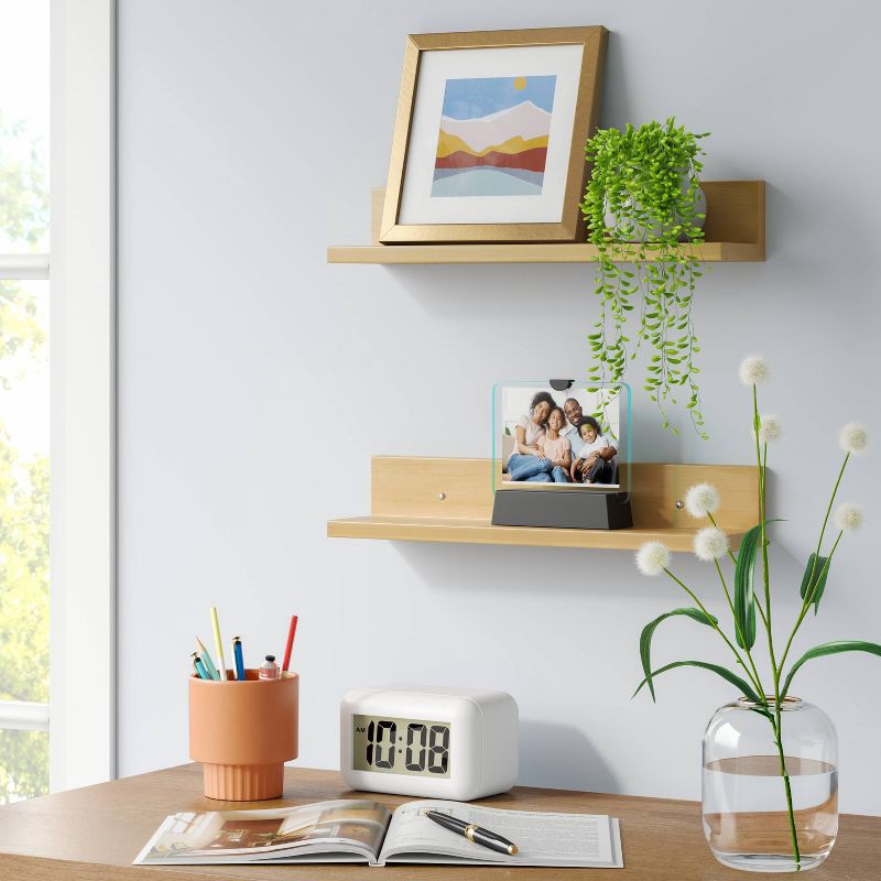 slide 2 of 3, 15" Wall Shelf Picture Ledge 2pk Natural - Room Essentials™, 2 ct