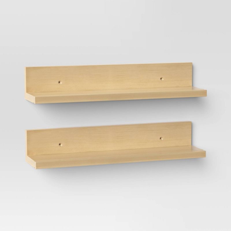 slide 1 of 3, 15" Wall Shelf Picture Ledge 2pk Natural - Room Essentials™, 2 ct