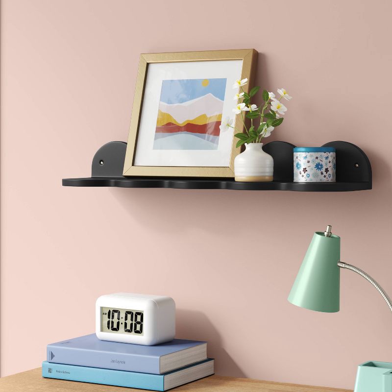 slide 2 of 3, 24" Wavy Wall Shelf Black - Room Essentials™, 1 ct