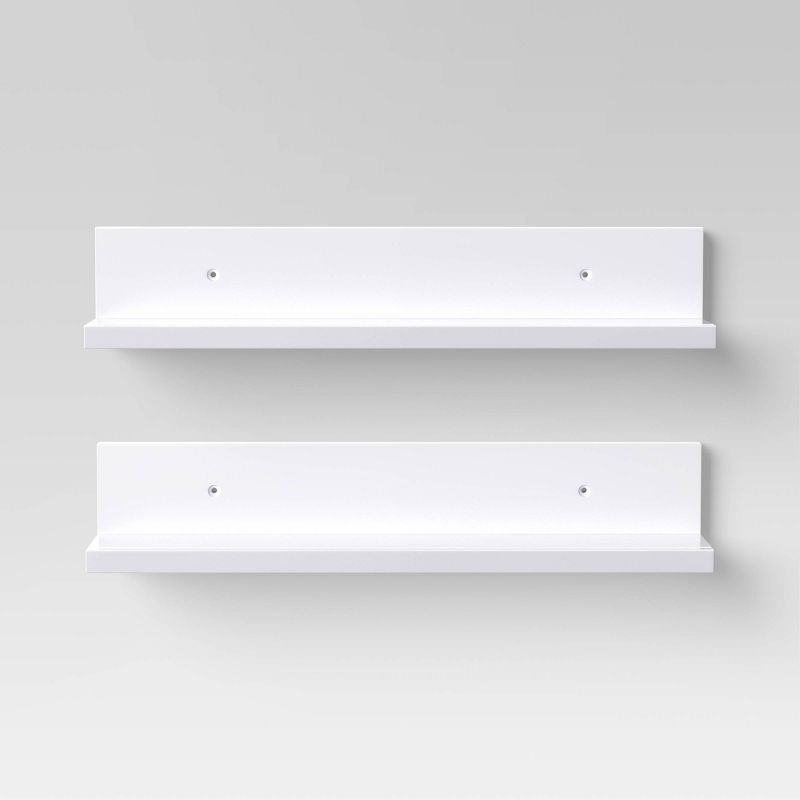 slide 3 of 3, 15" Wall Shelf Picture Ledge 2pk White - Room Essentials™, 2 ct