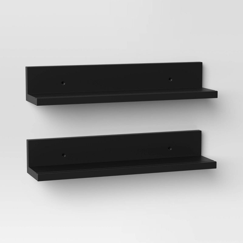 slide 1 of 3, 15" Wall Shelf Picture Ledge 2pk Black - Room Essentials™, 2 ct