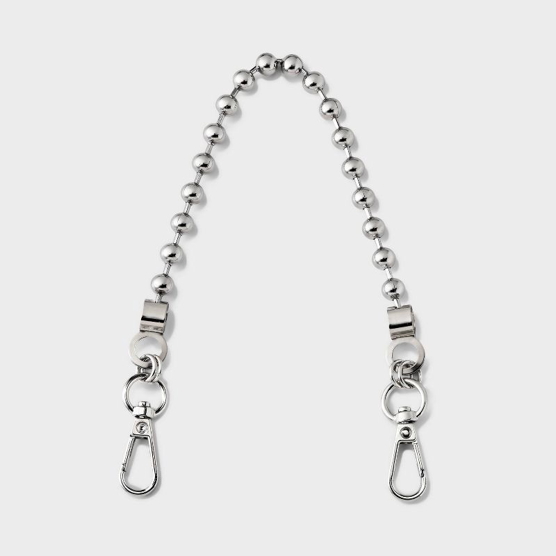 slide 1 of 4, Ball Chain Wristlet Handbag Strap - A New Day™ Silver: Lobster Claw Clasp, Iron & Zinc Alloy, Solid Pattern, 1 ct