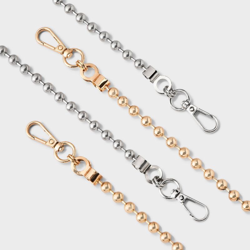slide 5 of 5, Ball Chain Shoulder Handbag Strap - A New Day™ Silver: Lobster Claw Clasp, Iron & Zinc Alloy, 33.5" Length, 1 ct