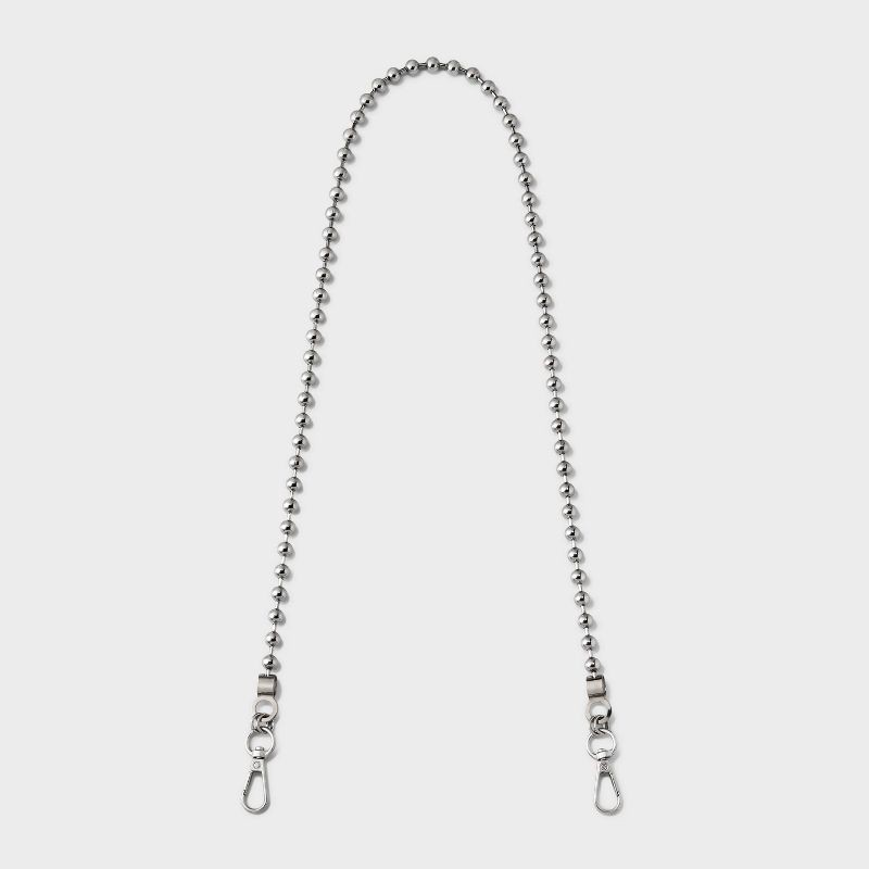 slide 1 of 5, Ball Chain Shoulder Handbag Strap - A New Day™ Silver: Lobster Claw Clasp, Iron & Zinc Alloy, 33.5" Length, 1 ct