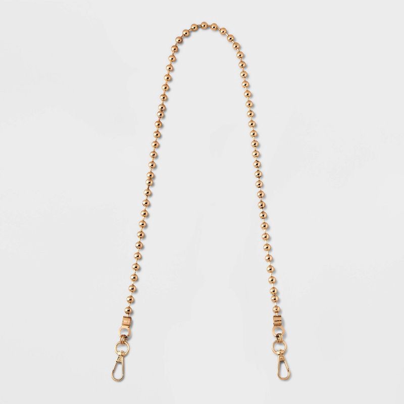 slide 1 of 5, Ball Chain Shoulder Handbag Strap - A New Day™ Gold: Purse Chain Accessory, Lobster Claw Clasp, Iron & Zinc Alloy, 33.5" Length, 1 ct