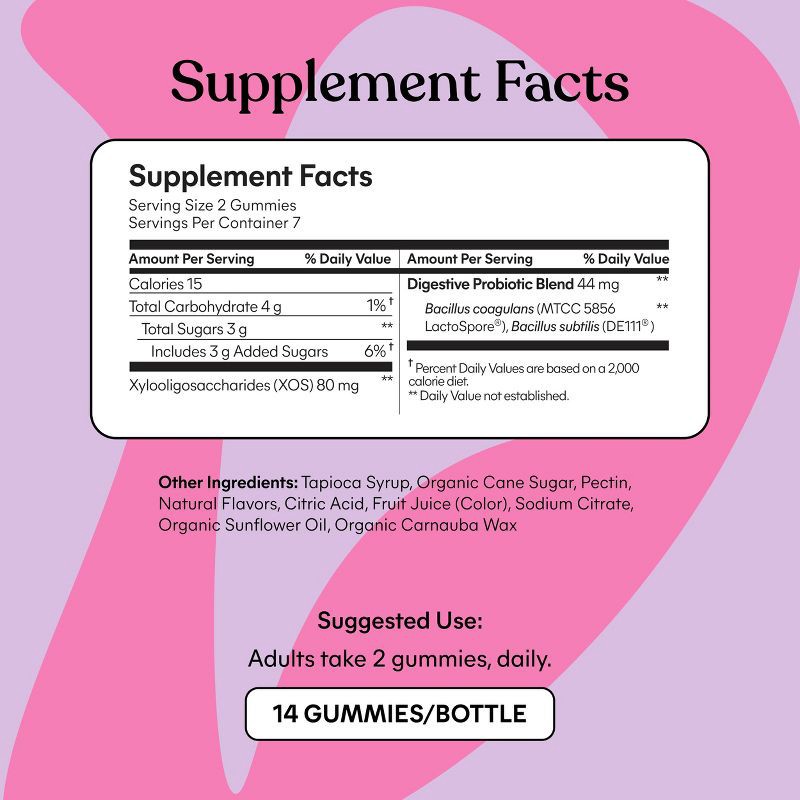slide 4 of 5, Lemme Debloat Daily Digestive Probiotic Vegan Gummies - 14ct, 14 ct