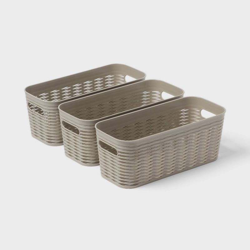 slide 1 of 5, 3pk Wave Half Medium Decorative Basket Gray - Brightroom™, 3 ct