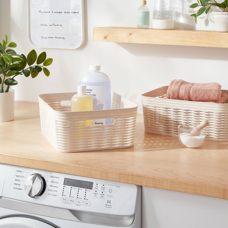 slide 2 of 4, 2pk Wave Medium Decorative Basket Cream - Brightroom™, 2 ct