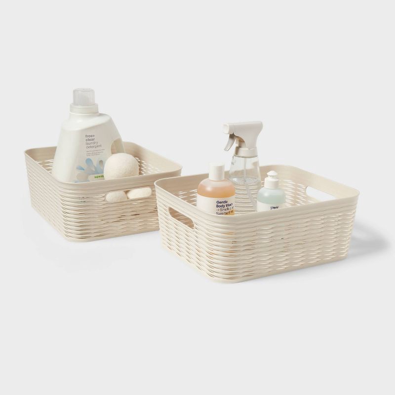 slide 4 of 4, 2pk Wave Medium Decorative Basket Cream - Brightroom™, 2 ct