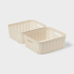 2pk Wave Medium Decorative Basket Cream - Brightroom™