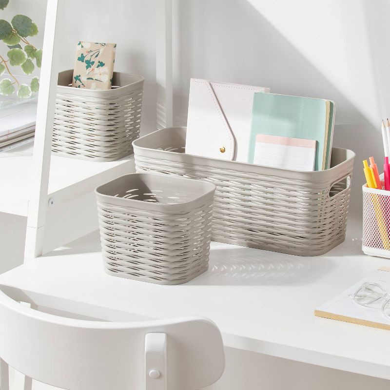 slide 2 of 5, 3pk Wave Assorted Decorative Basket Gray 5L Narrow 2c - Brightroom™, 3 ct, 5 liter