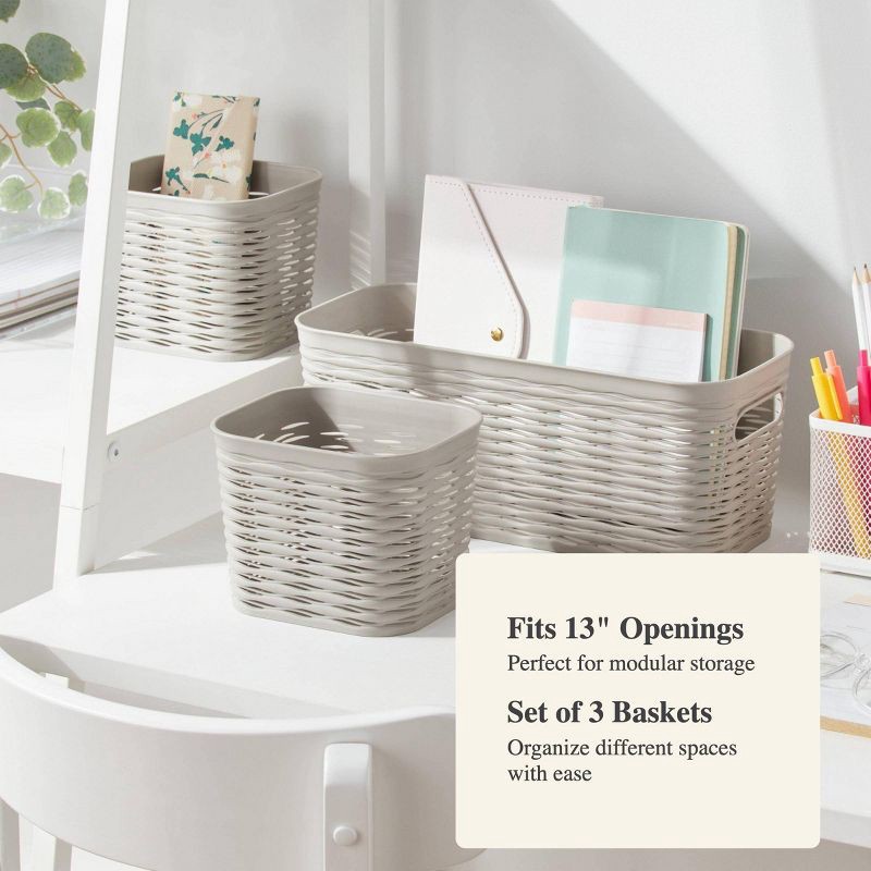 slide 3 of 5, 3pk Wave Assorted Decorative Basket Gray 5L Narrow 2c - Brightroom™, 3 ct, 5 liter