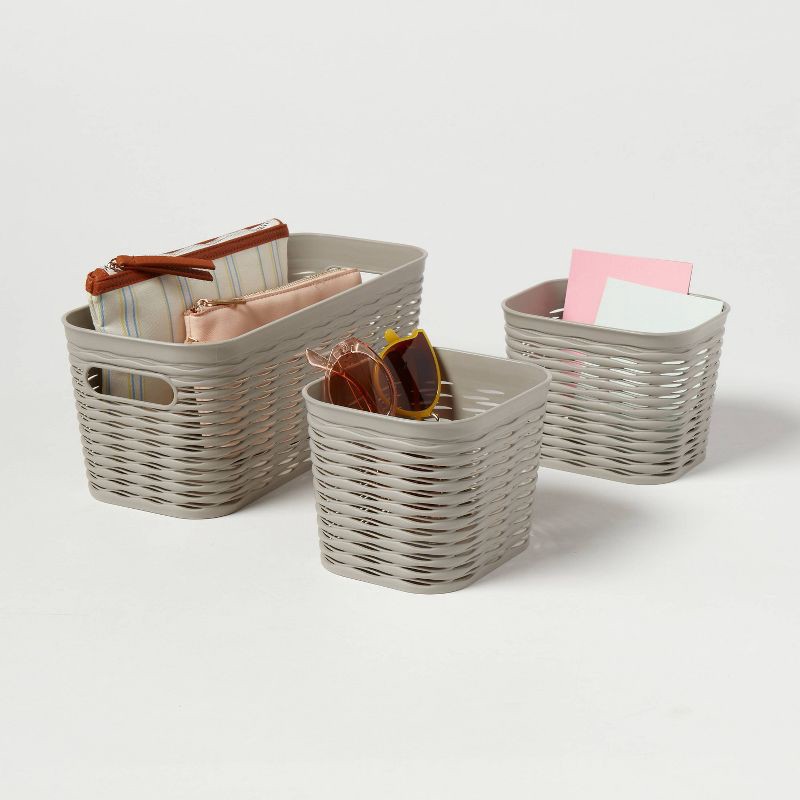 slide 5 of 5, 3pk Wave Assorted Decorative Basket Gray 5L Narrow 2c - Brightroom™, 3 ct, 5 liter