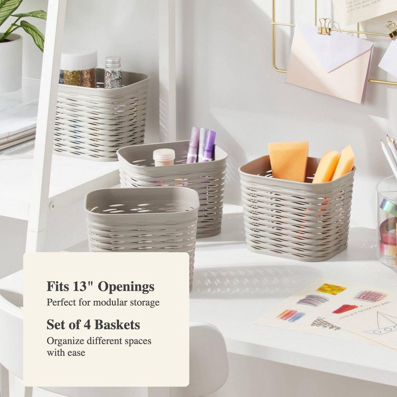 slide 4 of 5, 4pk Wave Decorative Basket Mini Gray - Brightroom™, 4 ct