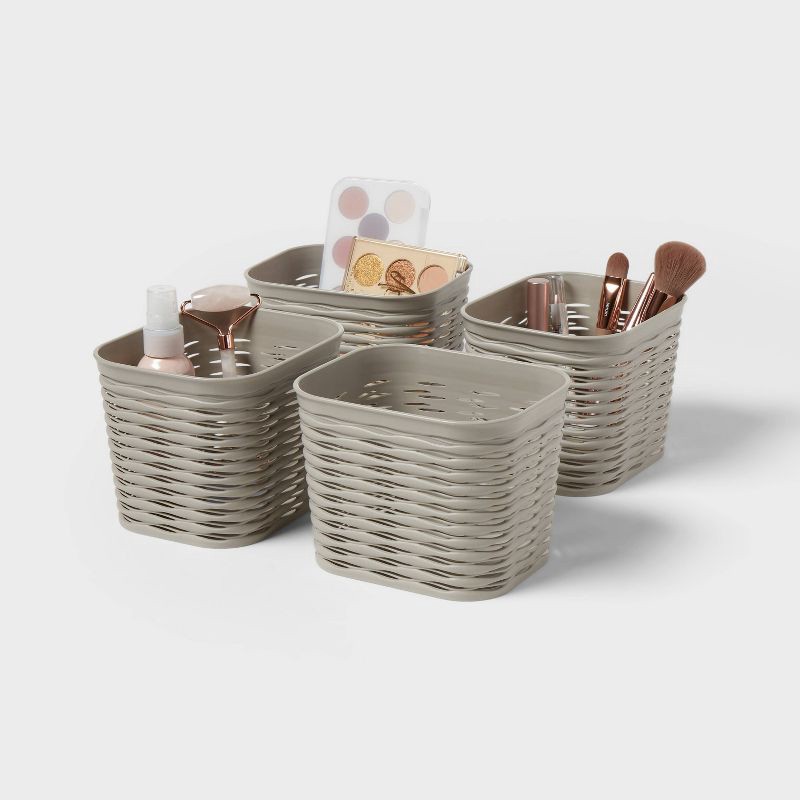slide 5 of 5, 4pk Wave Decorative Basket Mini Gray - Brightroom™, 4 ct