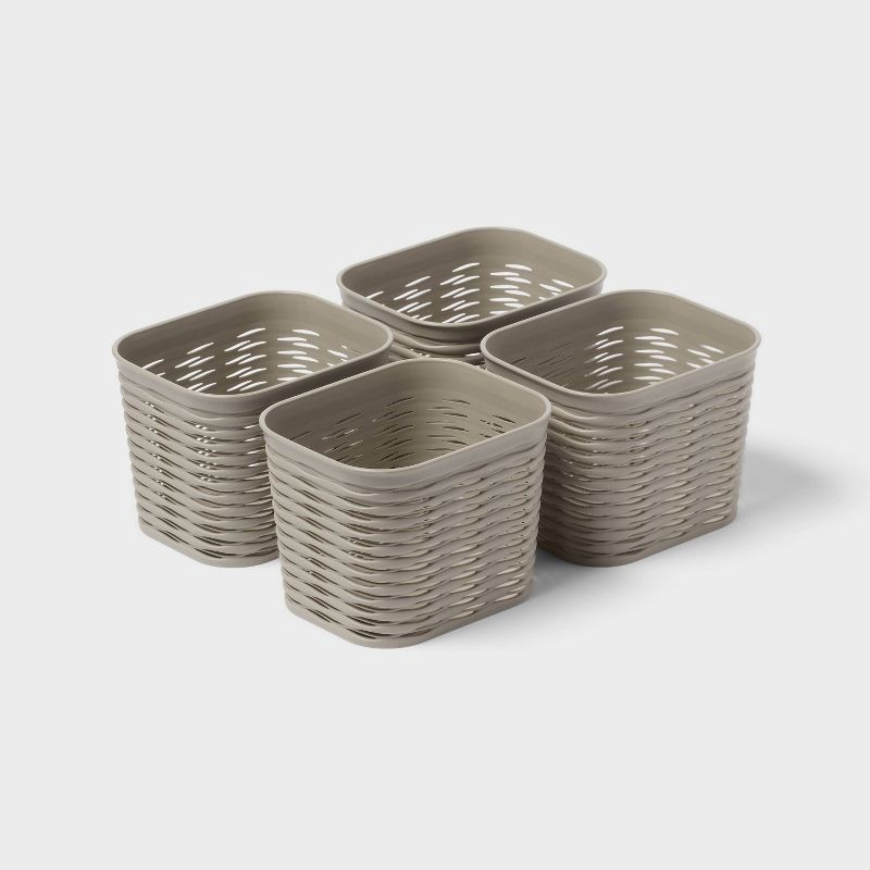 slide 1 of 5, 4pk Wave Decorative Basket Mini Gray - Brightroom™, 4 ct