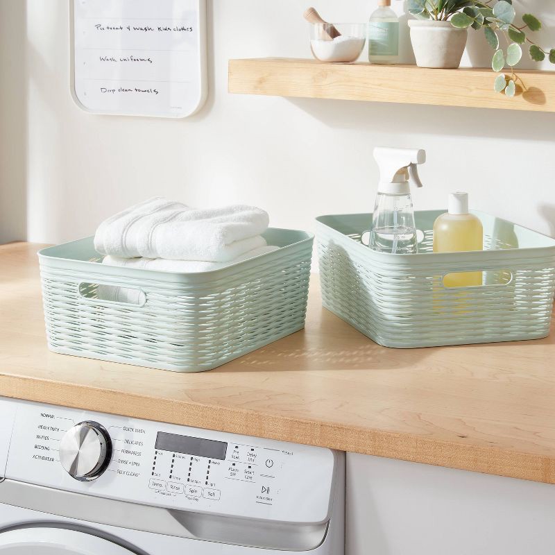 slide 2 of 4, 2pk Wave Medium Decorative Basket Mint Green - Brightroom™, 2 ct