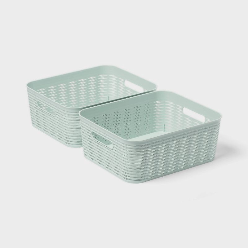 slide 1 of 4, 2pk Wave Medium Decorative Basket Mint Green - Brightroom™, 2 ct