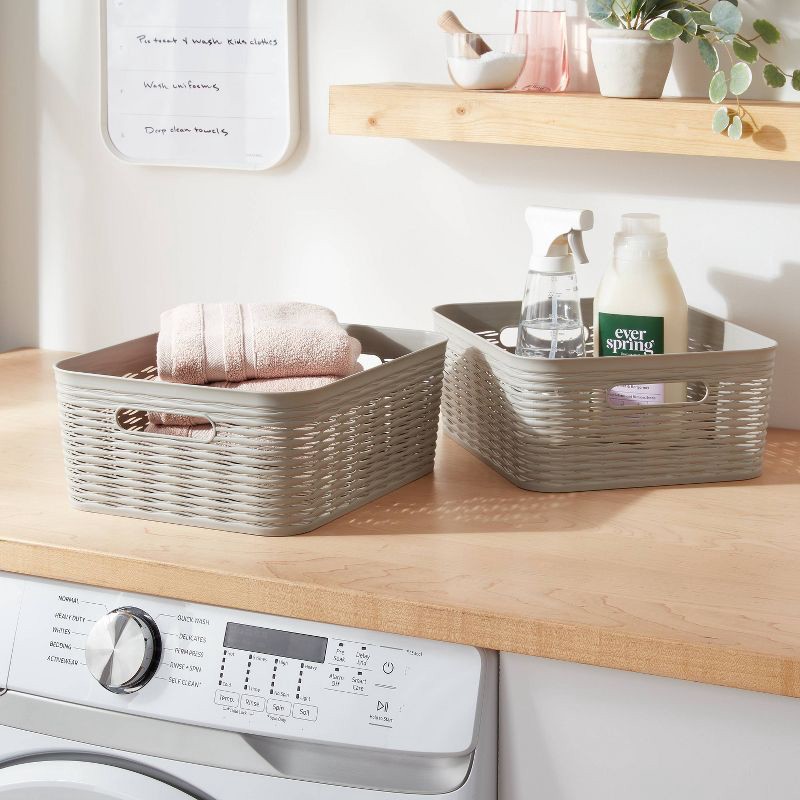 slide 2 of 4, 2pk Wave Medium Decorative Basket Gray - Brightroom™, 2 ct