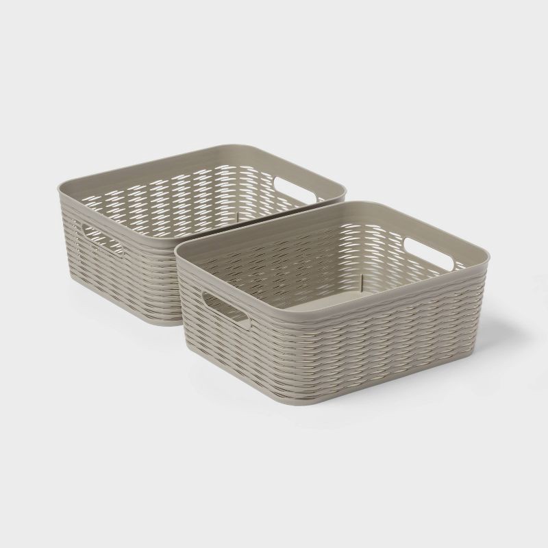 slide 1 of 4, 2pk Wave Medium Decorative Basket Gray - Brightroom™, 2 ct