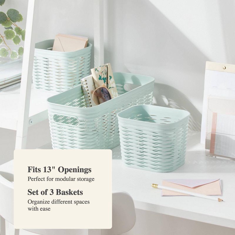 slide 4 of 5, 3pk Wave Assorted Decorative Basket Mint Green 5L Narrow 2c - Brightroom™, 3 ct, 5 liter