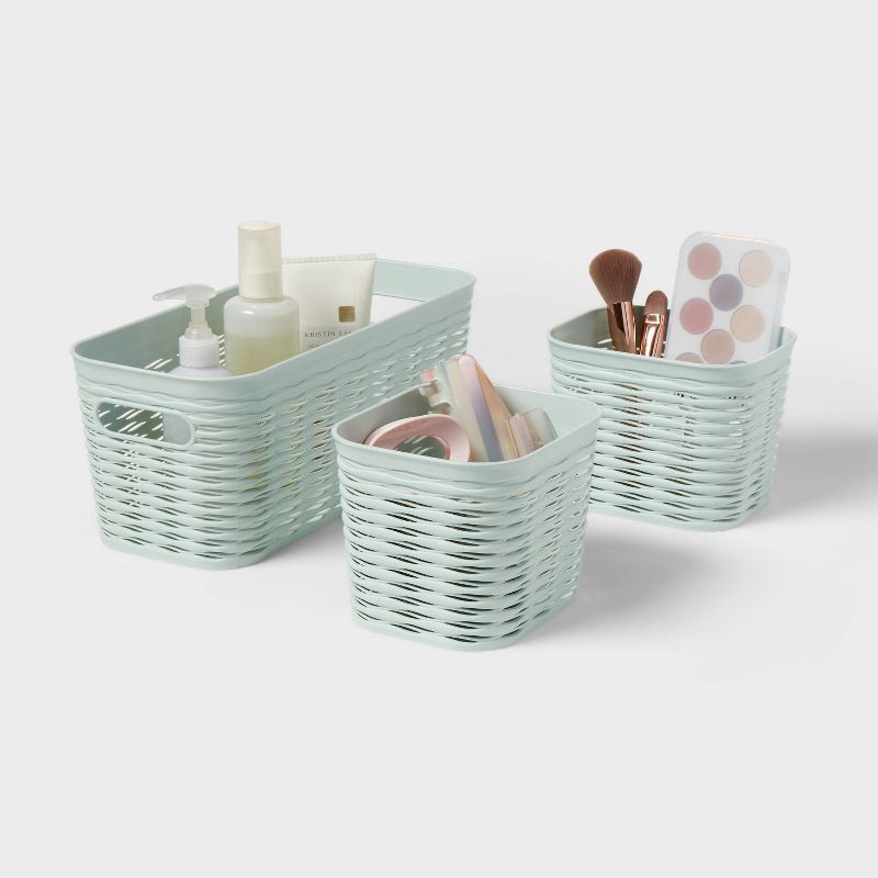slide 5 of 5, 3pk Wave Assorted Decorative Basket Mint Green 5L Narrow 2c - Brightroom™, 3 ct, 5 liter