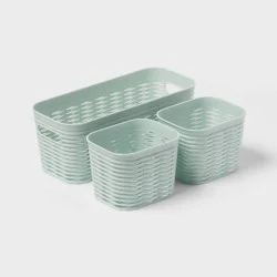 3pk Wave Assorted Decorative Basket Mint Green 5L Narrow 2c - Brightroom™