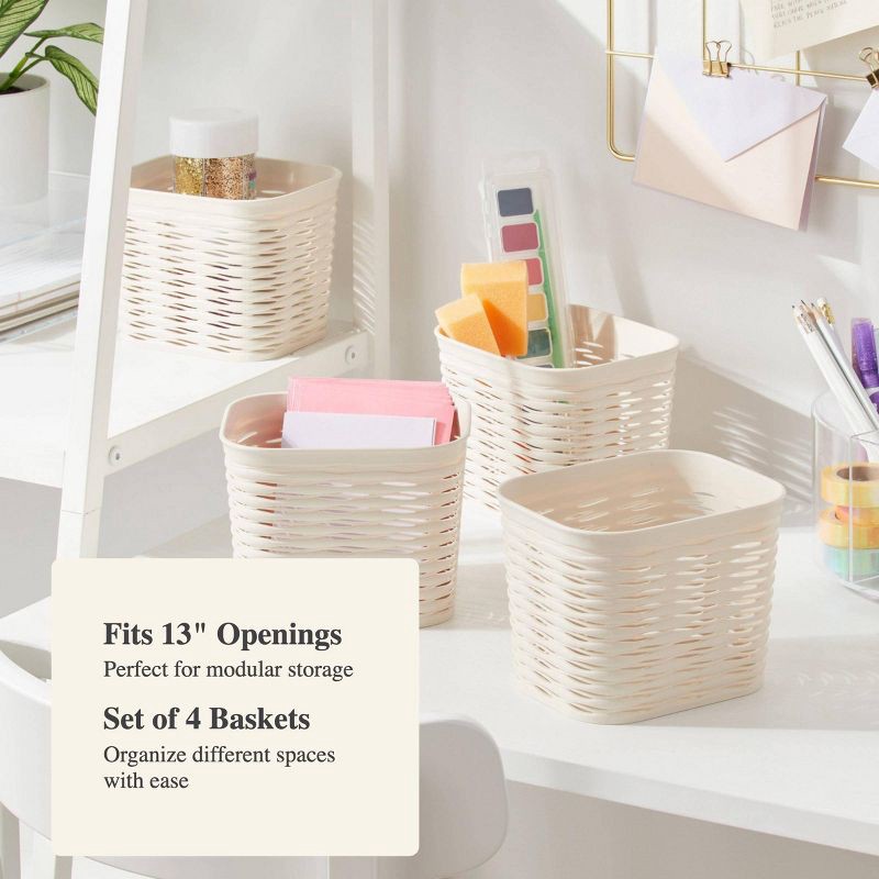 slide 4 of 5, 4pk Wave Mini Decorative Basket Cream - Brightroom™, 4 ct