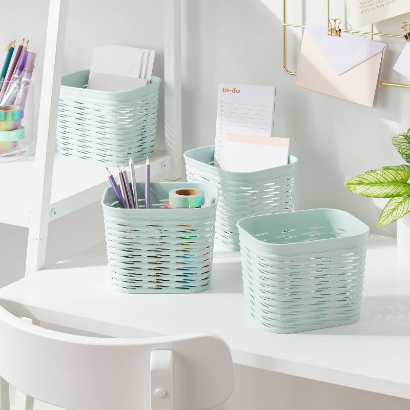 slide 2 of 5, 4pk Wave Mini Decorative Basket Mint Green - Brightroom™, 4 ct