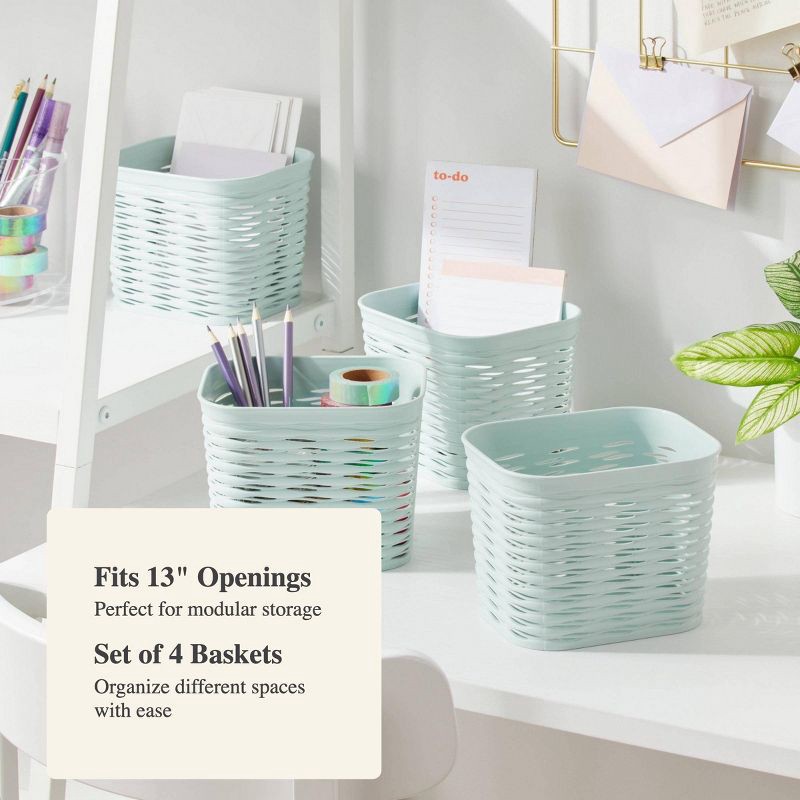 slide 4 of 5, 4pk Wave Mini Decorative Basket Mint Green - Brightroom™, 4 ct
