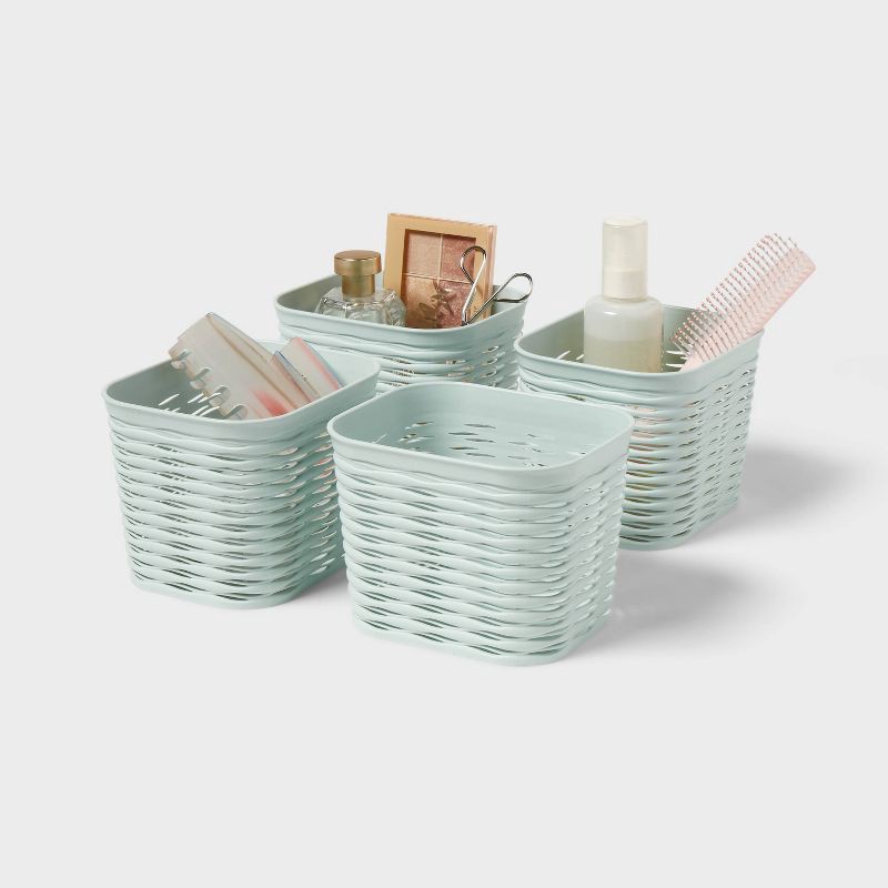 slide 5 of 5, 4pk Wave Mini Decorative Basket Mint Green - Brightroom™, 4 ct